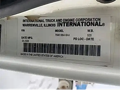 2007 International 7500 SBA 6x4 Dump Truck